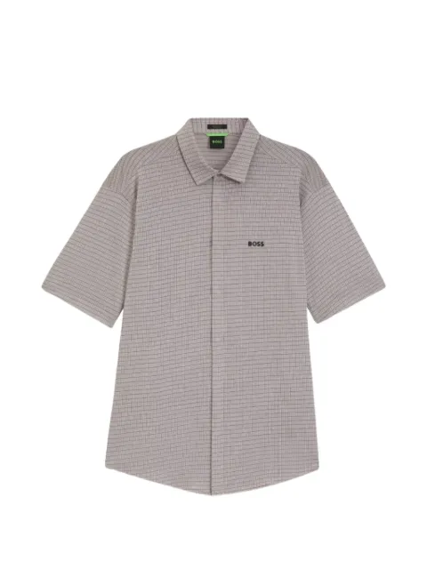 BOSS check-print short-sleeve shirt Grey 50565851