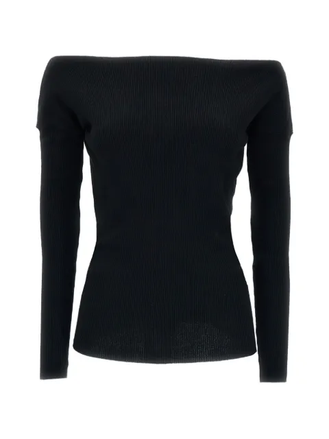 P.A.R.O.S.H. off-shoulder ribbed-knit sweater Black D541501LONG013