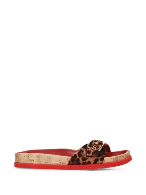 Premiata leopard-print buckle-detail slides Brown M7390C