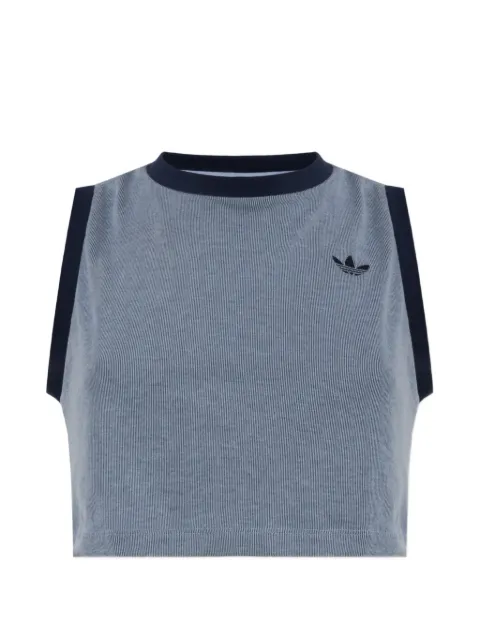 adidas Trefoil-embroidered ribbed-knit top Blue KS6789