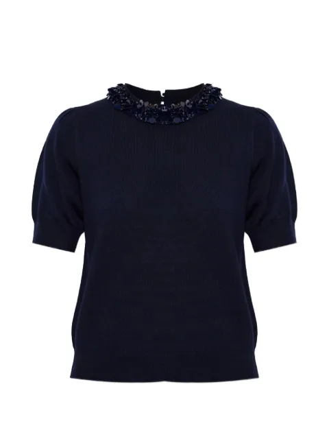 Ulla Johnson sequin-embellished puff-sleeve T-shirt Blue PF260740