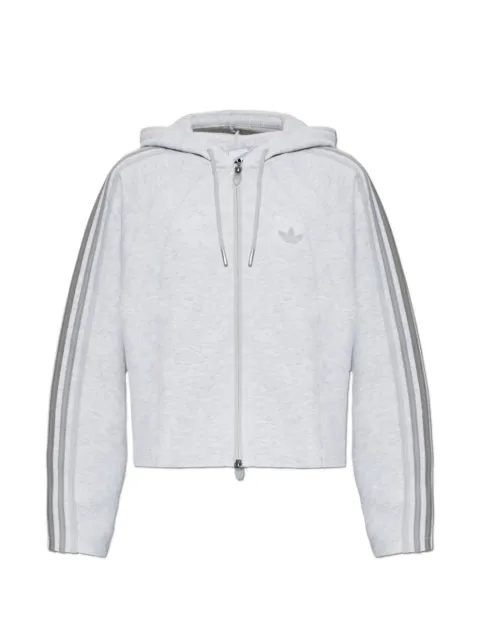 adidas logo-embroidered 3-Stripes hoodie Grey KT4690