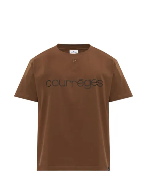 Courrèges logo-print T-shirt Brown 326JTS203JS0312