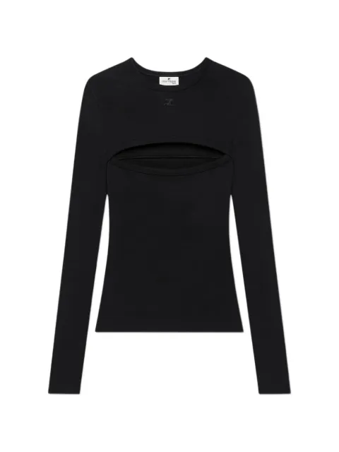 Courrèges cut-out logo-embroidered top Black 326JTS273JS0203
