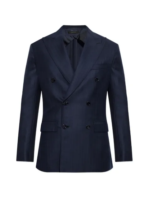 Brioni double-breasted herringbone blazer Blue RGPZ14OD318