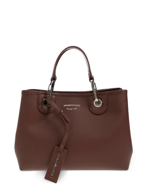 Emporio Armani logo-print pebbled-effect tote bag Brown EW000361AF12036