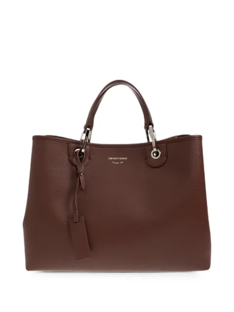 Emporio Armani logo-print grained-effect tote bag Brown EW000360AF12036