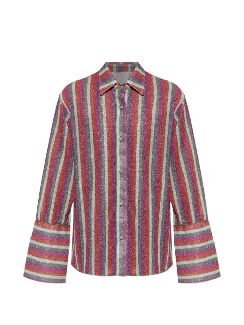 Oséree Lumière striped lurex-thread shirt Red LSF235LUREX