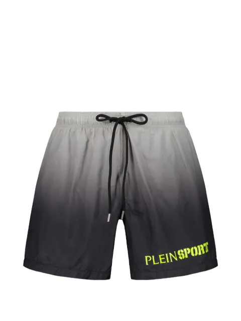 Plein Sport gradient-effect logo-print swim shorts Grey PS26MBM10