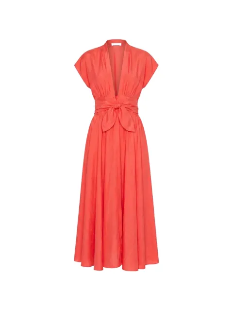 Alaïa Belted bow-detail pleated midi dress Orange AA9R3141W191D