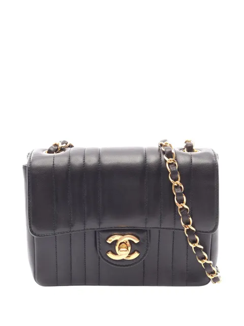 CHANEL Pre-Owned 1991-1994 Mini CC Vertical Quilt Lambskin Mademoiselle Chain Flap crossbody bag Black BJ4MXCX4SVXNVN9D