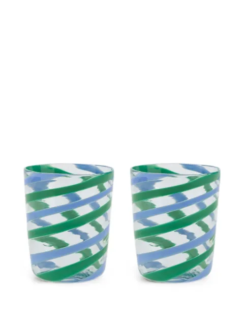 Lisa Corti x Canna Spiral decorative glasses (set of two) Green 26SGLASSGL