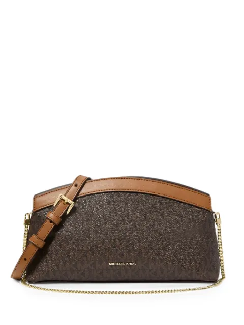 Michael Michael Kors Athena small Signature logo convertible clutch Brown 30S6G13C5B
