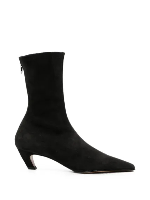KHAITE Arizona pointed-toe suede ankle boots Black F11221047