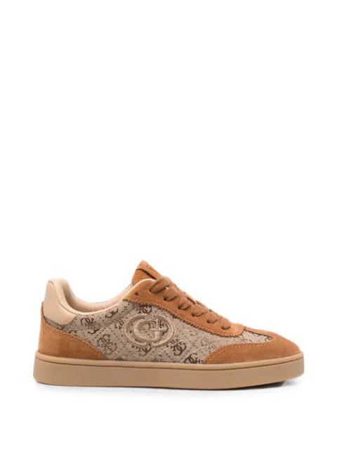 GUESS USA monogram-pattern panelled sneakers Brown FLTJACLEA12COGNA
