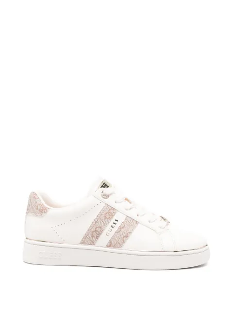 GUESS USA logo-print leather sneakers Neutrals FLTBRLELE12BONE