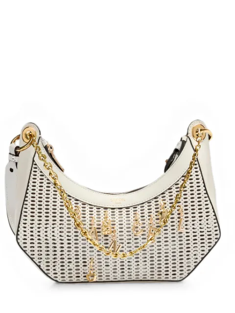 Lancel M Croisette perforated logo-charm shoulder bag White A1401234TU