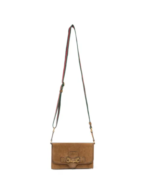 Gucci Pre-Owned 1980s Horsebit suede clutch bag Brown 15016556