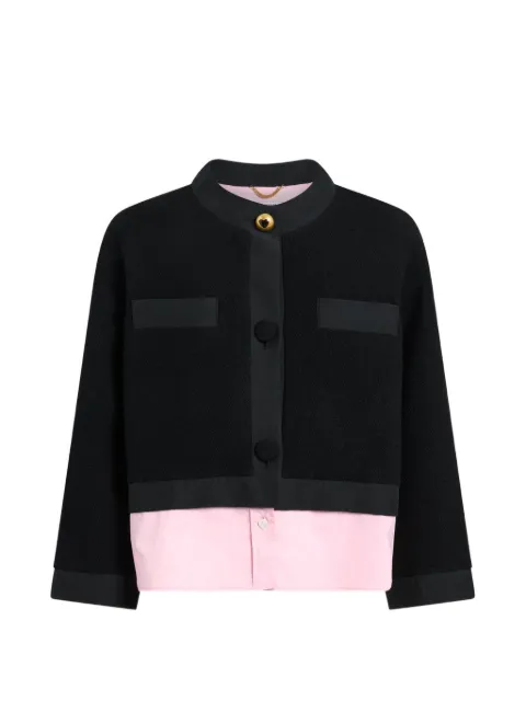 Moschino layered bouclé-knit jacket Black A05105514