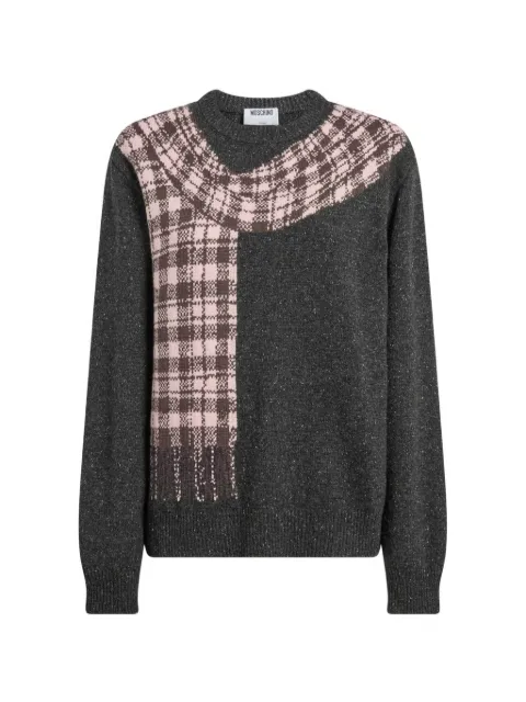 Moschino trompe-l'oeil scarf-print sweater Grey A09145503