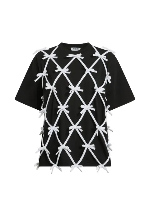 Moschino bow-embellished latticework T-shirt Black A07045541