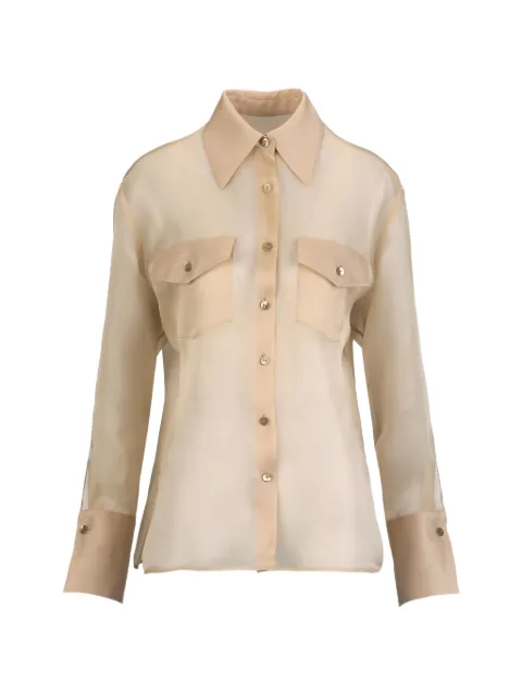 LUISA SPAGNOLI Brunita sheer button-up shirt Neutrals BRUNITA5433621102