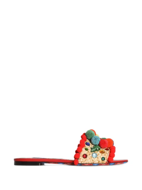 Dolce & Gabbana Bianca pom-pom slippers Red CQ0704A0461