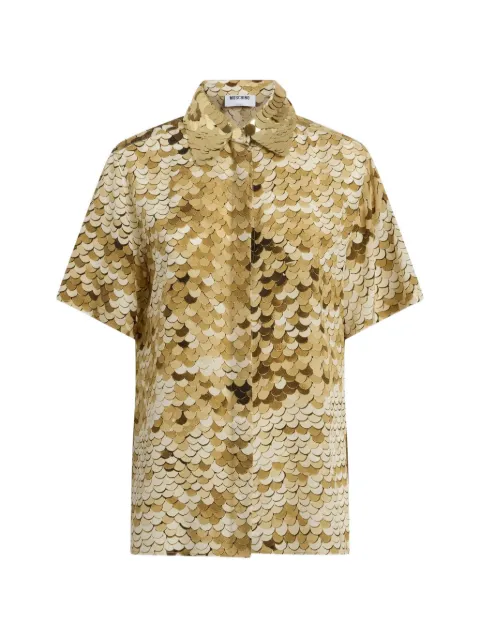 Moschino sequin-embellished short-sleeve shirt Gold A02115556