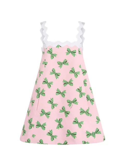 Moschino bow-print scalloped-trim mini dress Pink J04375555