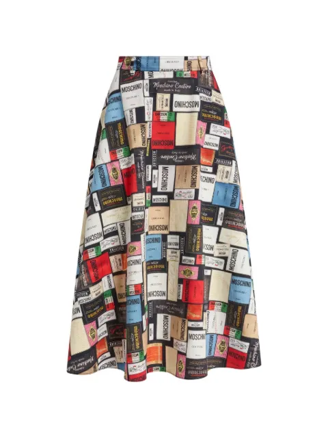 Moschino logo-print A-line midi skirt Black A01285563