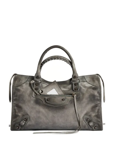 Balenciaga medium Le City waxed suede tote bag Grey 8657602ACNH