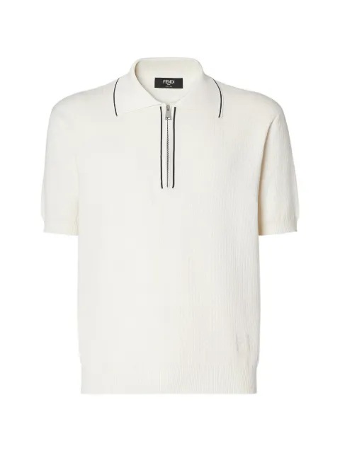 FENDI zip-up FF-motif polo shirt White FZC174AWZ9
