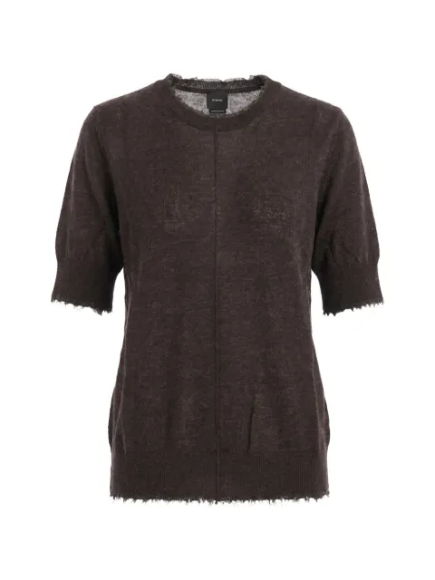 PINKO frayed-edges short-sleeve sweater Brown 107329A3IQ