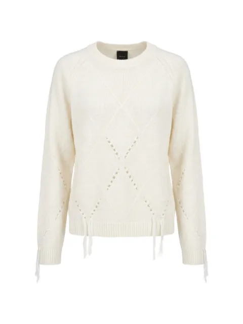 PINKO diamond-knit fringed sweater Neutrals 107377A3JE