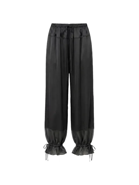 Ulla Johnson Camile ruffled-cuff satin trousers Black PF260400