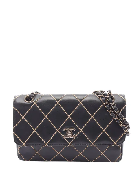 CHANEL Pre-Owned 2000-2002 CC Calfskin Wild Stitch Flap shoulder bag Black RBDB1SDNMUV4SV5A