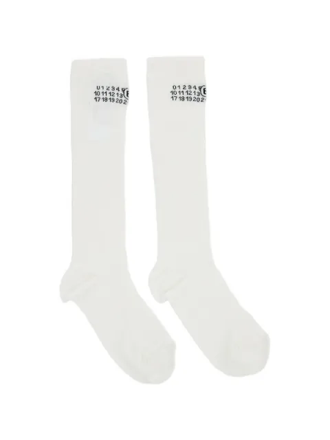 MM6 Maison Margiela Numeric Signature ribbed-knit socks White S52TL0041M13244