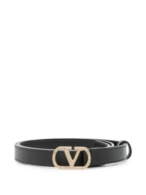 Valentino Garavani VLogo Signature crystal-embellished belt Black WT0SM7RTV