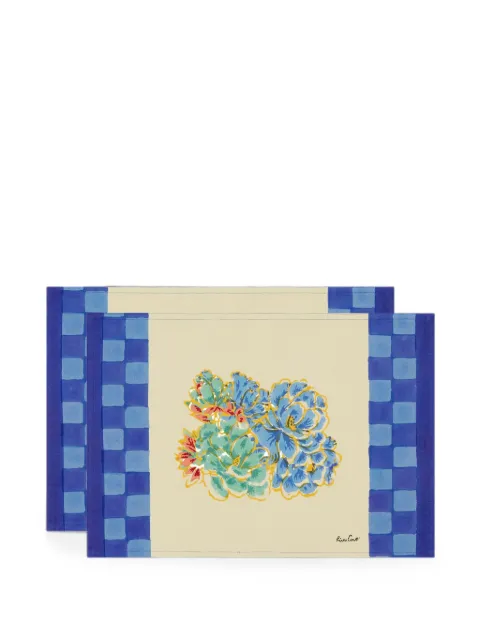 Lisa Corti Positano checkered-trim placemats (set of two) Blue POST35X48R2