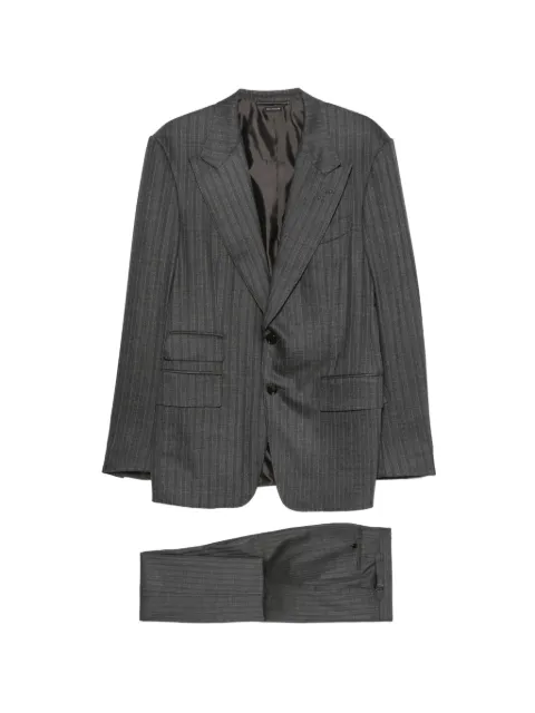 TOM FORD pinstripe-pattern buttoned suit Grey 2LEP01WEP32