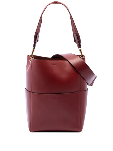 Celine Pre-Owned 2017 Medium Leather Seau Sangle Bucket Bag satchel Red D21DP5ZLFPT59Y51