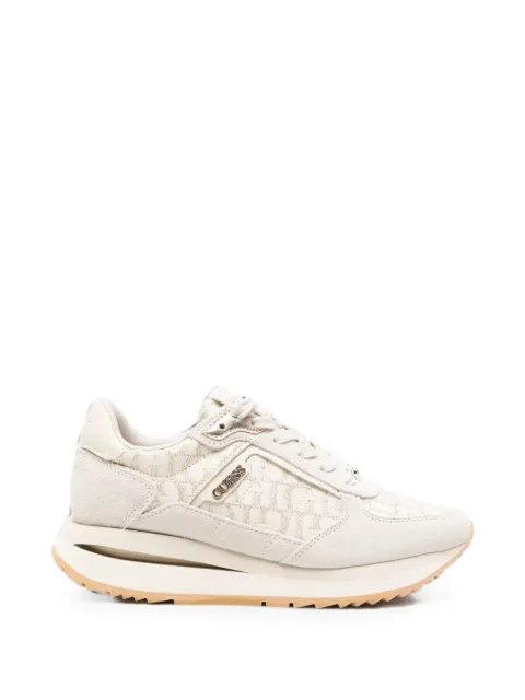 GUESS USA logo-print suede-panel sneakers Neutrals FLTEG5LEA12