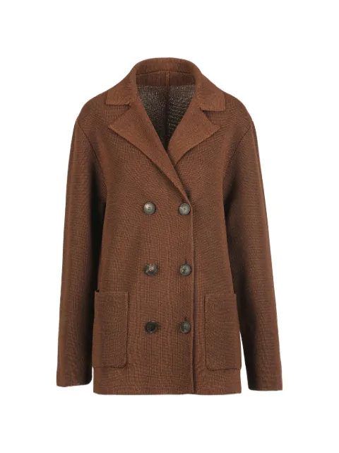LUISA SPAGNOLI Commissario double-breasted knitted peacoat Brown 100433