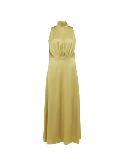 Drykorn Amabel satin-finish gathered maxi dress Green AMABEL1300651608