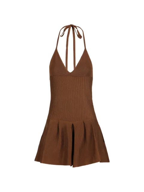 LUISA SPAGNOLI Casolare halterneck ribbed-knit mini dress Brown CASOLARE100448