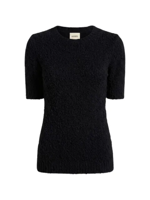 KHAITE bouclé short-sleeve top Black CAM