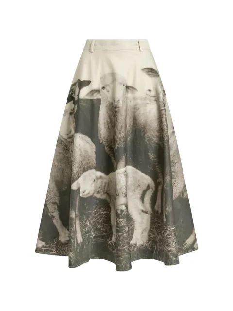 Moschino sheep-print flared midi skirt Grey A01055560