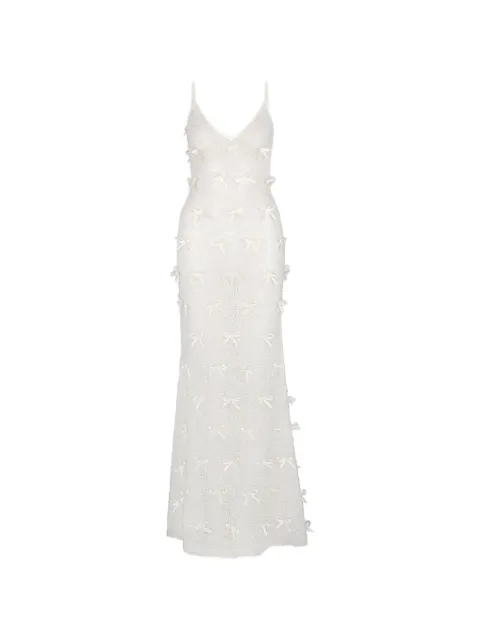 Atoir Genevieve bow-embellished sequinned maxi dress White AT240338