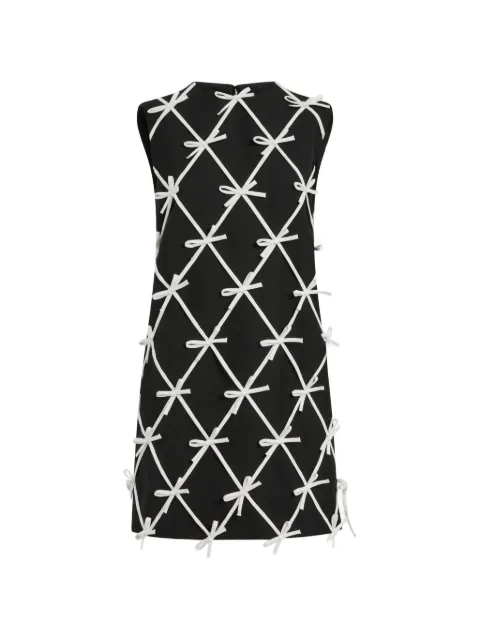 Moschino bow-embellished lattice-detail mini dress Black A04095521