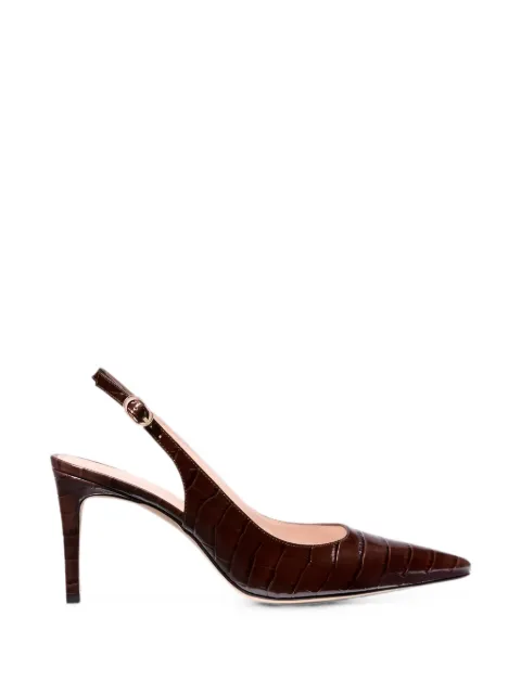 Stuart Weitzman Power Slingback 75 croc-effect pumps Brown SO386